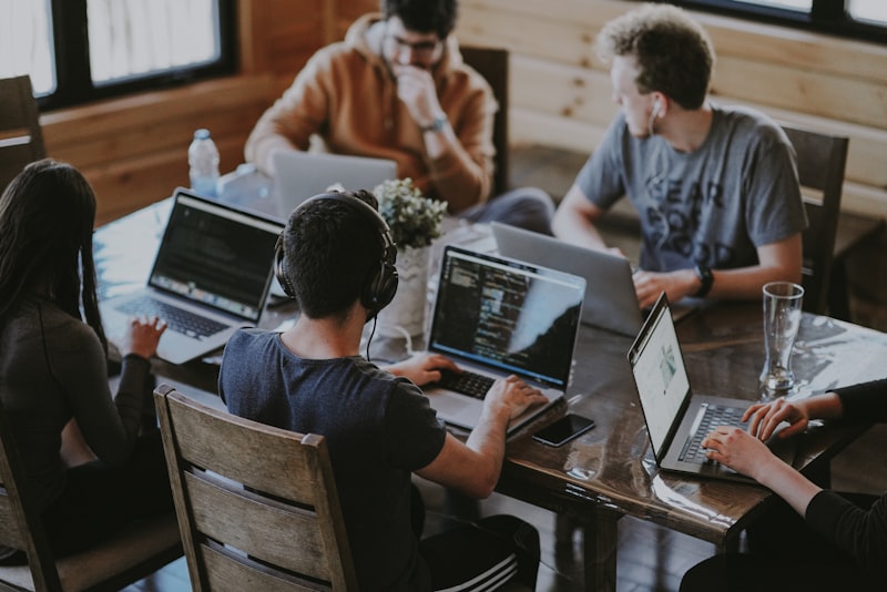 Tech team collaborating in an office